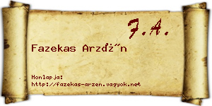 Fazekas Arzén névjegykártya
